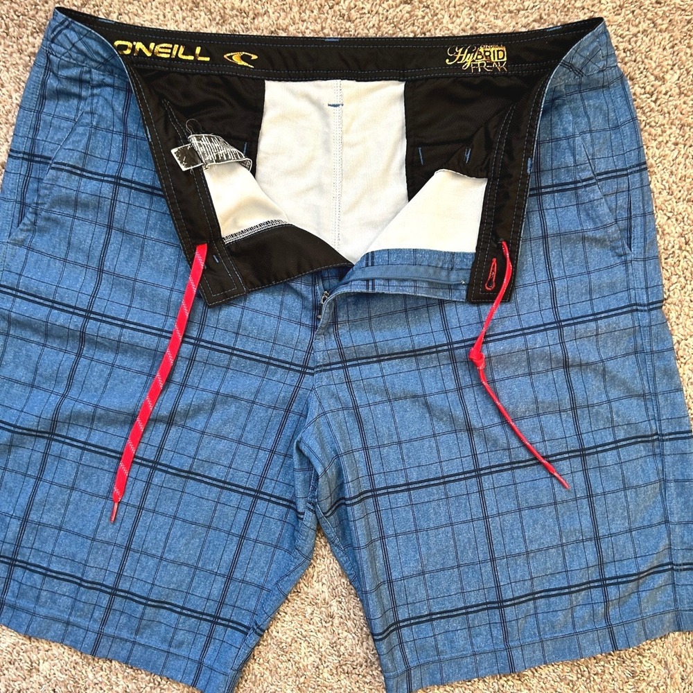 O'Neill Hybrid Board Shorts I Blue‎ Plaid Swim Outdoor Trunks I Size 38 - Picture 5 of 11